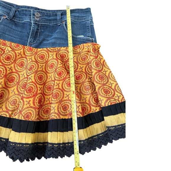 🌼 Custom Jean Jacket & Skirt, made from Sari made in India. Sequin Embellished - Picture 10 of 13